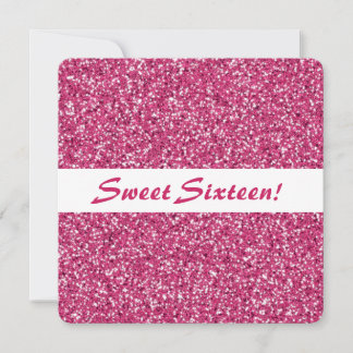 Rosa Glitter-Look-Muster Sweet Sixteen Geburtstag Einladung