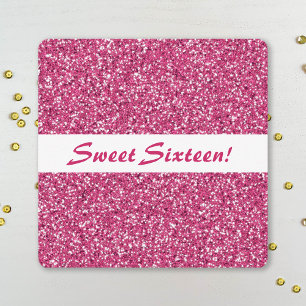 Rosa Glitter-Look-Muster Sweet Sixteen Geburtstag Einladung