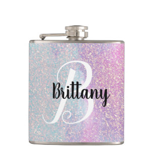 Rosa Glitter Monogramm Flachmann