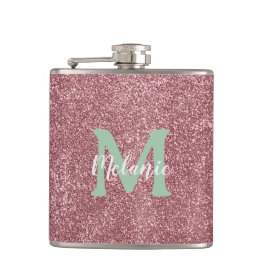 Rosa Glitter-Monogramm-Flasche Chic Flachmann