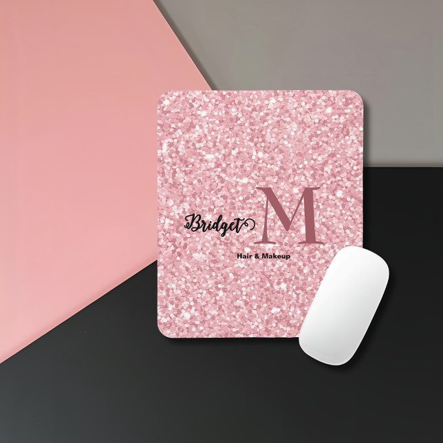 Rosa Glitter-Monogramm Haare und Make-up Mousepad (Von Creator hochgeladen)