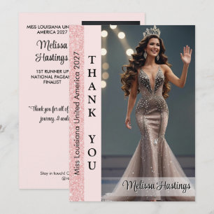 Rosa Glitter Pageant Dankeskarten Pageants