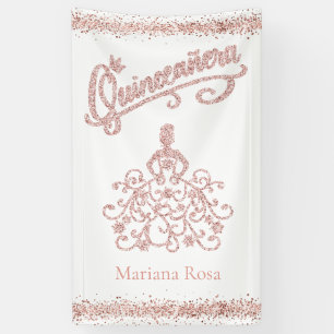 Rosa Glitter Quinceañera-Kleid Banner