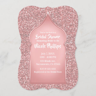 Rosa Glitter Rosen Gold Glamour Brautparty Einladung
