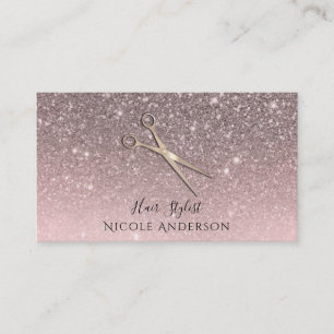 Rosa Glitter Rosen Gold Salon Stylist Schere Visitenkarte