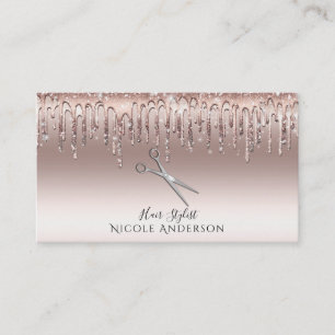 Rosa Glitter Silber Salon Friseurschere Visitenkarte