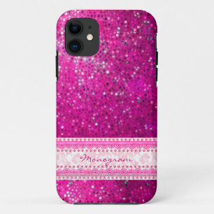 Rosa Glitter-Textur & rosa Damast Case-Mate iPhone Hülle