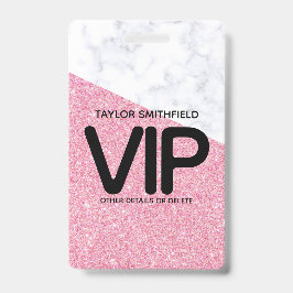 Rosa Glitter trendy VIP-Ausweisband individuell an Ausweis