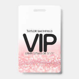 Rosa Glitter trendy VIP-Ausweisband individuell an Ausweis