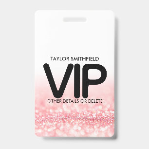 Rosa Glitter trendy VIP-Ausweisband individuell an Ausweis