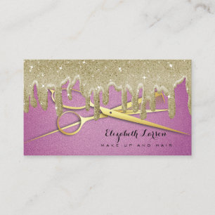 Rosa Glitter-Tropfen Friseur Schönheitssalon Visitenkarte