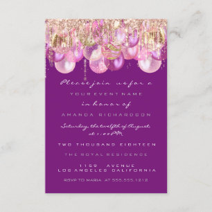 Rosa Glitter-Tropfen Rose Magenta Braut Sweet 16th Einladung