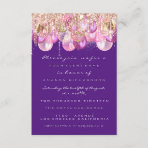 Rosa Glitter-Tropfen Rose Violette Hochzeits-Süße Einladung