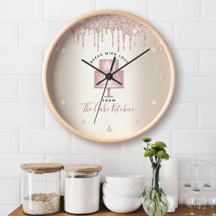 Rosa Glitter-Tropfen-Torte Bäckerei Konditorei Gol Große Wanduhr