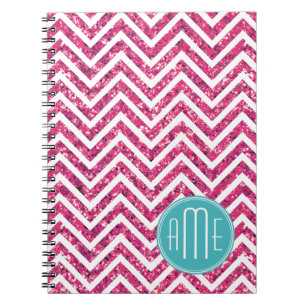 Rosa Glitter und Minze individuelles Monogramm Notizblock