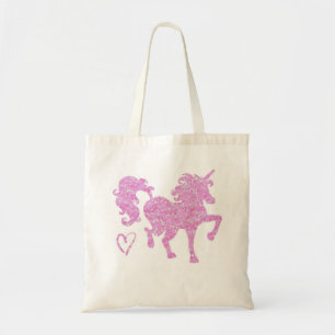 Rosa Glitter Unicorn-Silhouette-Taschentasche Tragetasche