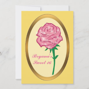 Rosa Glitter Verzauberte Rose Elegante Party Einladung