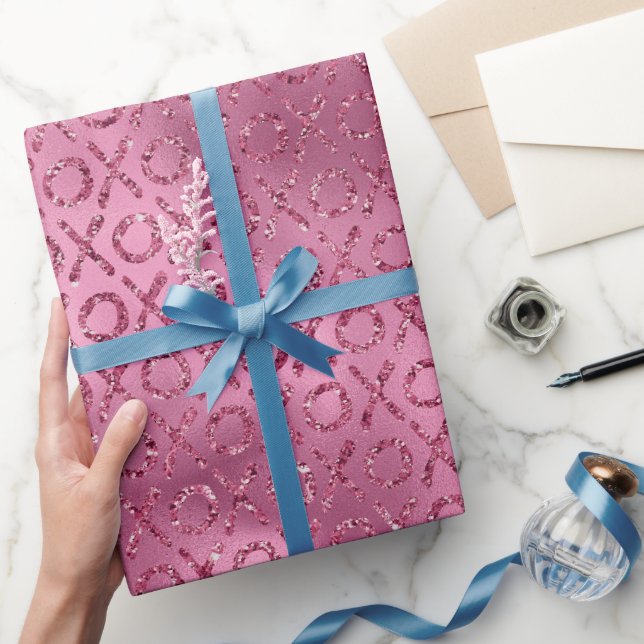 Rosa Glitter XOXO Geschenkpapier (Schenken)
