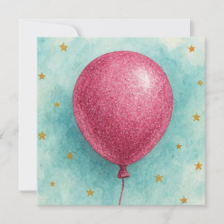 Rosa Glitterballon-Grußkarte. Karte