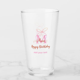 Rosa Glitterband mit Namen Buchstaben Monogramm Ge Glas