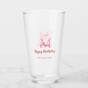 Rosa Glitterband mit Namen Buchstaben Monogramm Ge Glas