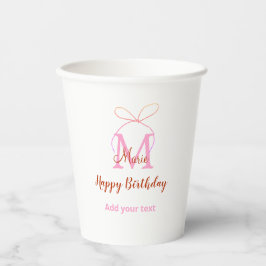 Rosa Glitterband mit Namen Buchstaben Monogramm Ge Pappbecher