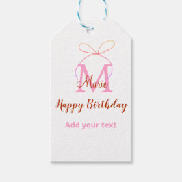Rosa Glitterbogen Namensbuchstabe Monogramm Geburt Geschenkanhänger