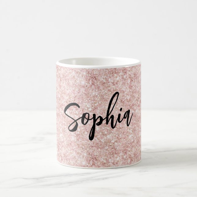 Rosa Glitterfunkeln  Kaffeetasse (Mittel)