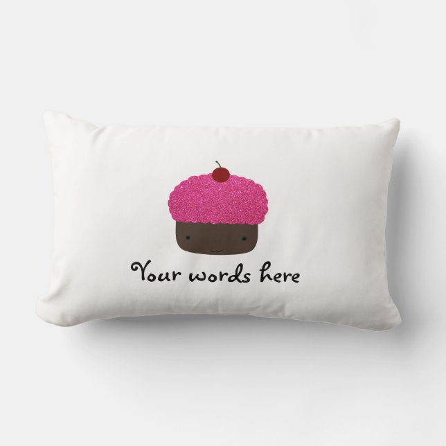 Rosa Glitterkleiner kuchen Lendenkissen (Vorderseite)