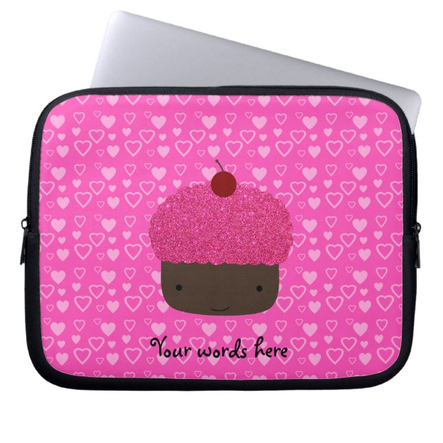Rosa Glitterkuchen-Rosaherzen Laptopschutzhülle (Vorderseite)