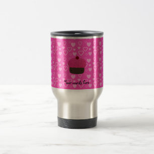Rosa Glitterkuchen-Rosaherzen Reisebecher