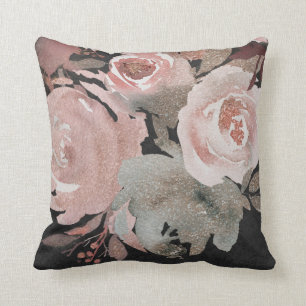 Rosa Glitterrosen Dunkle Blumen Glamour Elegant Kissen