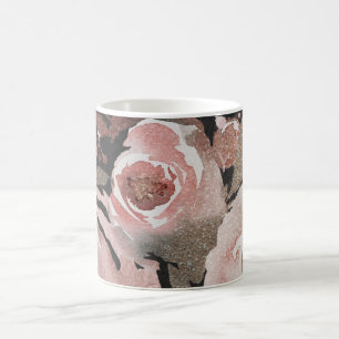 Rosa Glitterrosen Dunkle Blumen Glamour Elegant Tasse