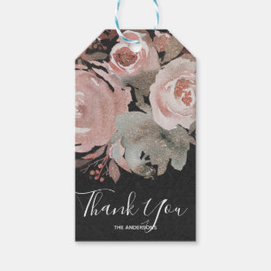 Rosa Glitterrosen Dunkle Blumen Glamour Geschenkpa Geschenkanhänger