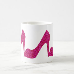 Rosa Glittery hoher Heels Tasse