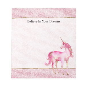Rosa Glitz Glitter Einhorn Notizblock