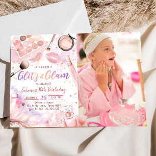 Rosa Glitz und glänzender Wellness-Center Makeup G Einladung