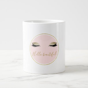 Rosa Glitze schwarze Eyelasenjacke Jumbo-Tasse
