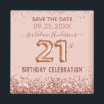 Rosa Glitzer 21. Geburtstag Save the Date Magnet<br><div class="desc">Imitate rosa Glitzer oben und unten Rand. Alle Texte sind individuell einstellbar und lassen sich für Ihr eigenes Party leicht ändern. 21 Ballontext kann nicht geändert werden. Das elegante Design der Geburtstagsgeschenke,  das die Dattelmagnete Save the Date.</div>