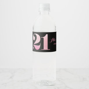 Rosa Glitzer-21. Geburtstags-Party Wasserflaschenetikett