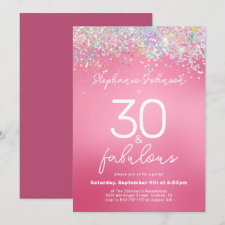 Rosa Glitzer 30 und fabelhaftes 30. Geburtstag Par Einladung
