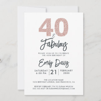 Rosa Glitzer 40 und fabelhaft | 40. Geburtstag Par Einladung