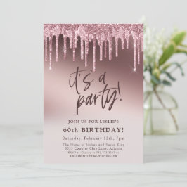 Rosa Glitzer 60. Es ist ein Party Geburtstag Einladung