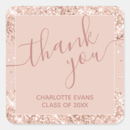 Rosa Glitzer Abschluss Danke Square Sticker