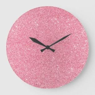 Rosa Glitzer, abstrakte Weihnachtsstruktur. Große Wanduhr