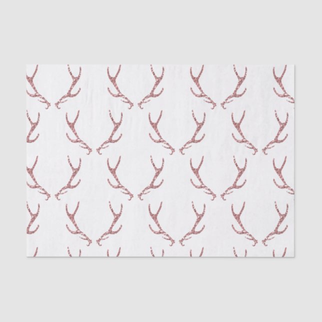Rosa Glitzer Antlers Rustic Glam Girly Custom Seidenpapier (Vorderseite)