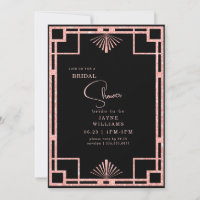 Rosa Glitzer Art Deco Rahmen Schwarzes Brautparty