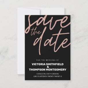 Rosa Glitzer Black Trendy Elegante Hochzeit Save The Date