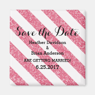 Rosa Glitzer-Blick-Streifen-Save the Date Magnet