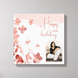 Rosa Glitzer Blume Blumenstrauß Foto 50. Geburtsta Leinwanddruck